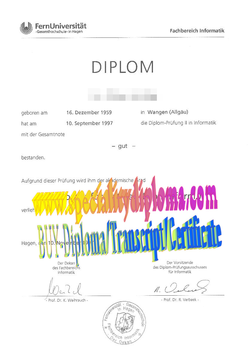 Buy FernUniversitat in Hagen Diploma Online