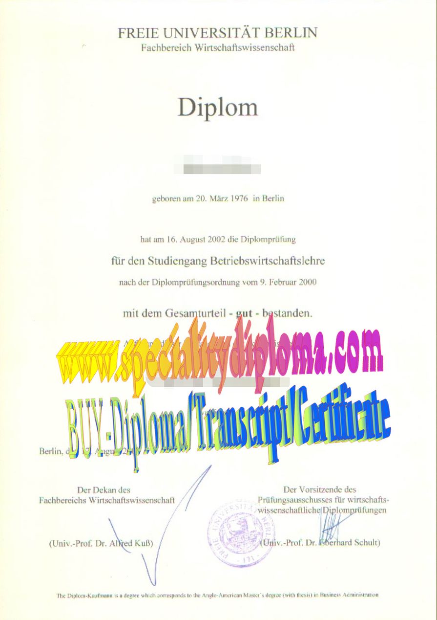 Buy Freie Universitat Berlin Diploma Online