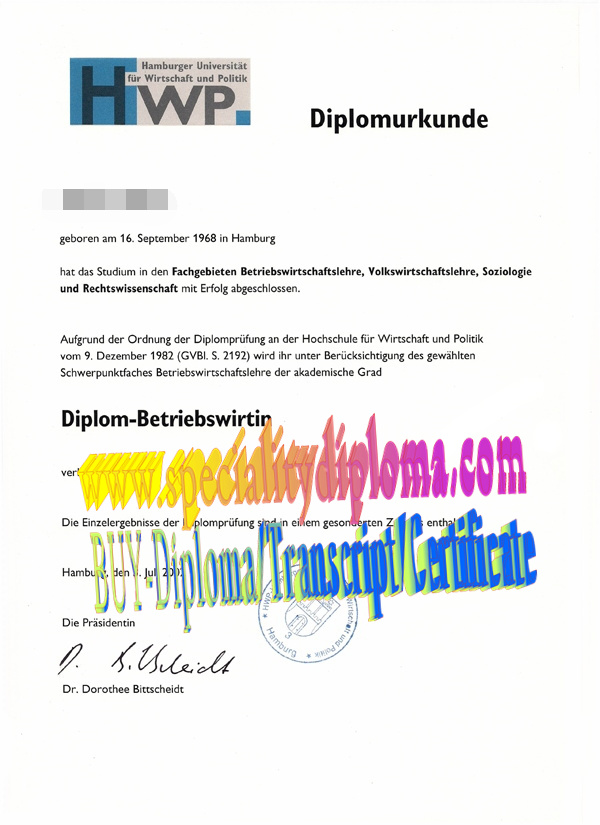 Buy Hamburger Universitat für Wirtschaft und Politik Diploma Online