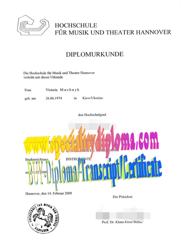 Buy Hochschule für Musik und Theater Hannover Diploma Online