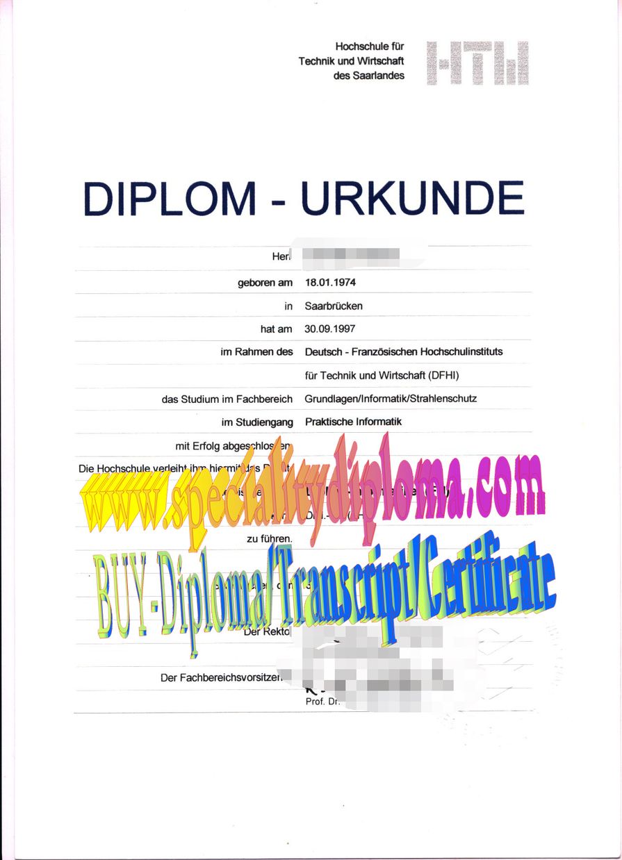 Buy Hochschule für Technik und Wirtschaft des Saarlandes Diploma Online