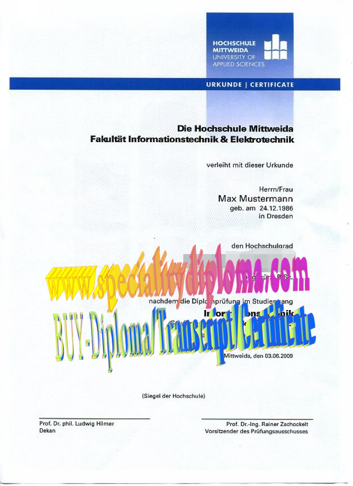 Buy Mittweida University of Applied Sciences Diploma Online