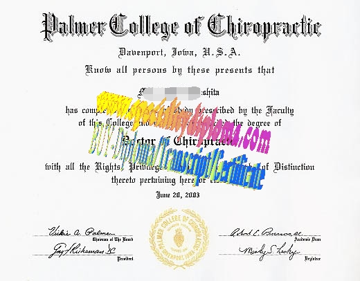 Buy Palmer College of Chiropractic Diploma Online