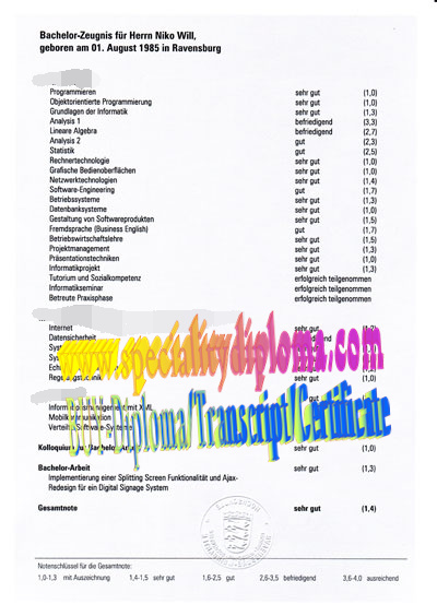 Buy Ravensburg Weingarten University of Applied Sciences Diploma Online