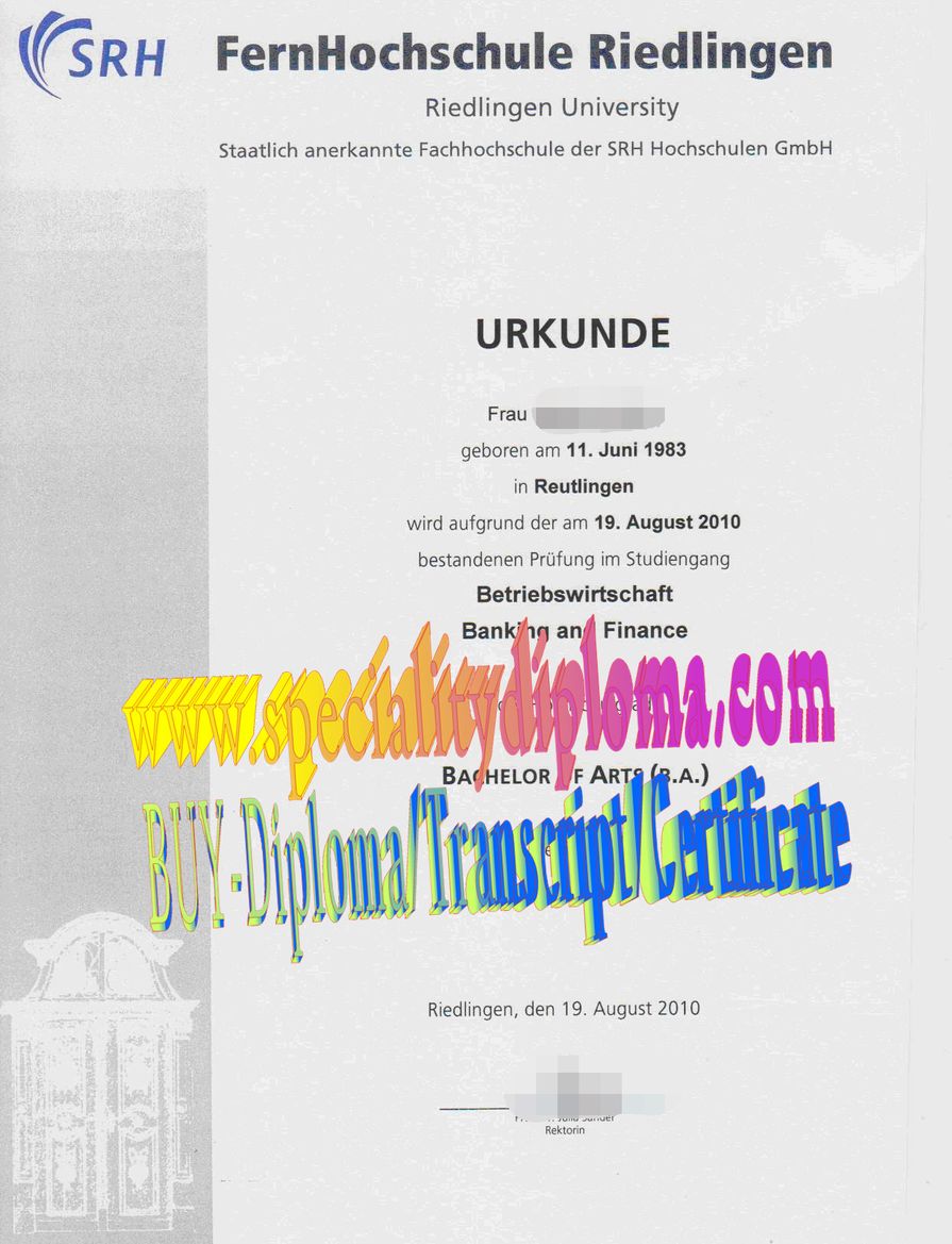 Buy SRH Fernhochschule Riedlingen Diploma Online