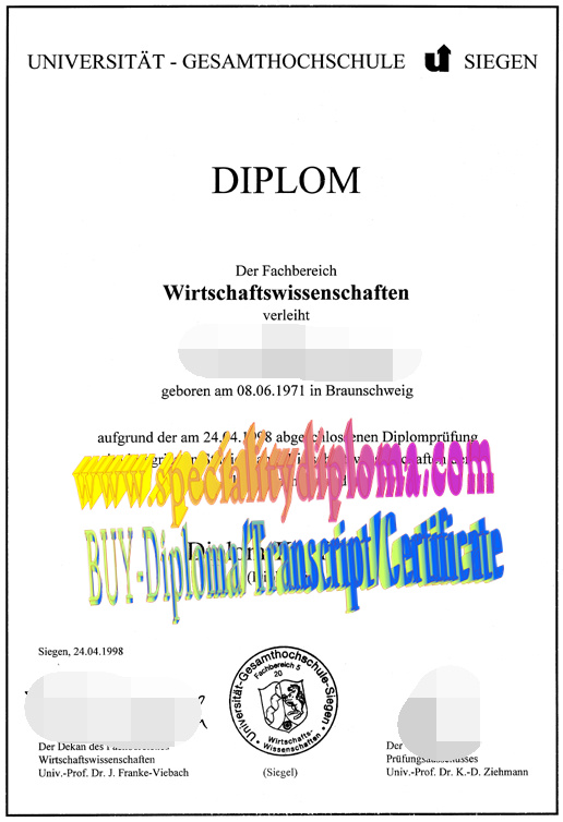 Buy University Gesamthochschule Siegen Diploma Online