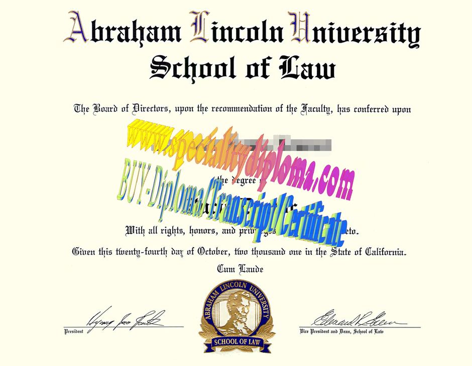 Fake Abraham Lincoln University Diploma Certificate