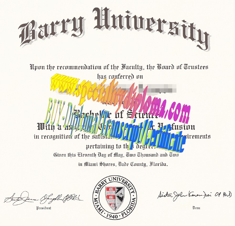 Fake Barry University Diploma Certificate