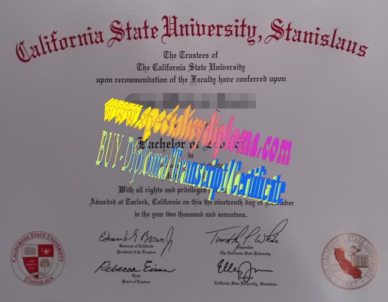 Fake California State University, Stanislaus Diploma Certificate