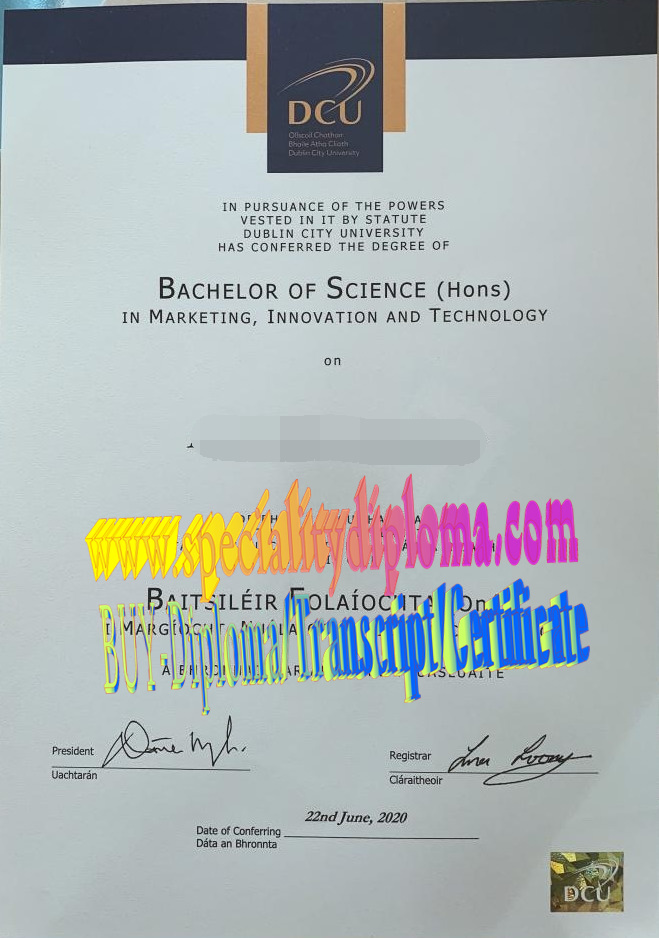 Fake Dublin City University Diploma Certificate