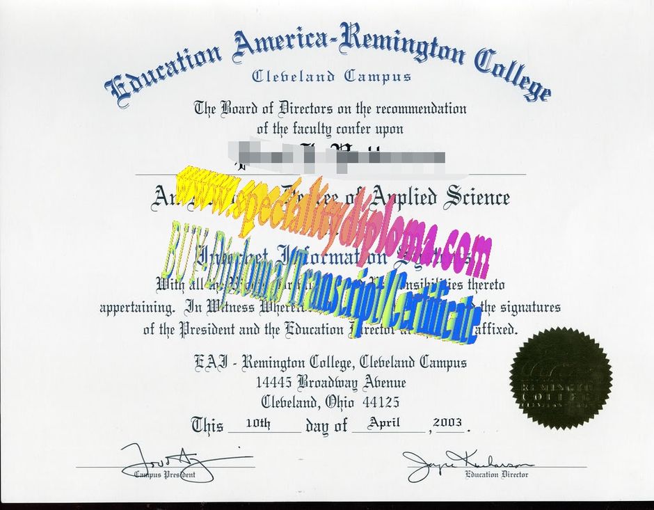 Fake Education America Remington College Diploma Certificate