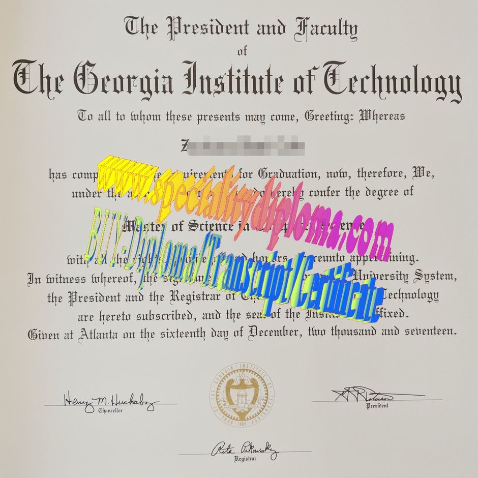 Fake Georgia Institute of Technology Diploma Certificate